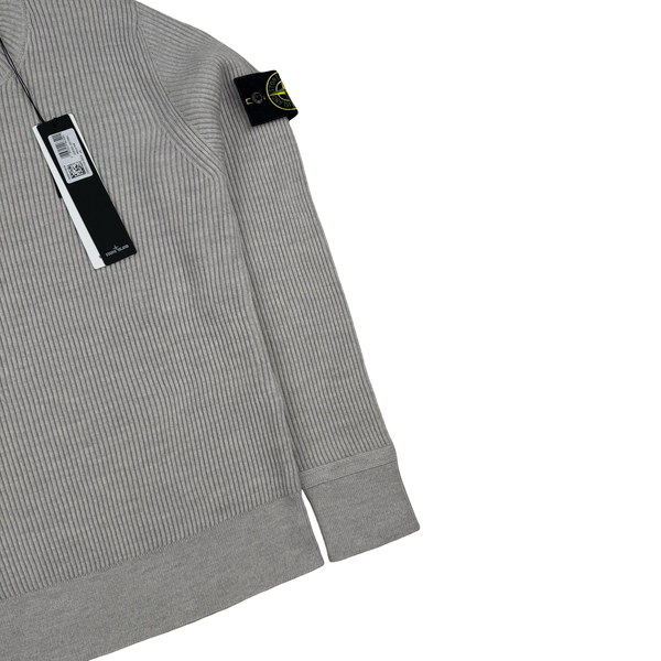 Stone Island 2025 Grey Soft Wool Ribbed Jumper- Small
