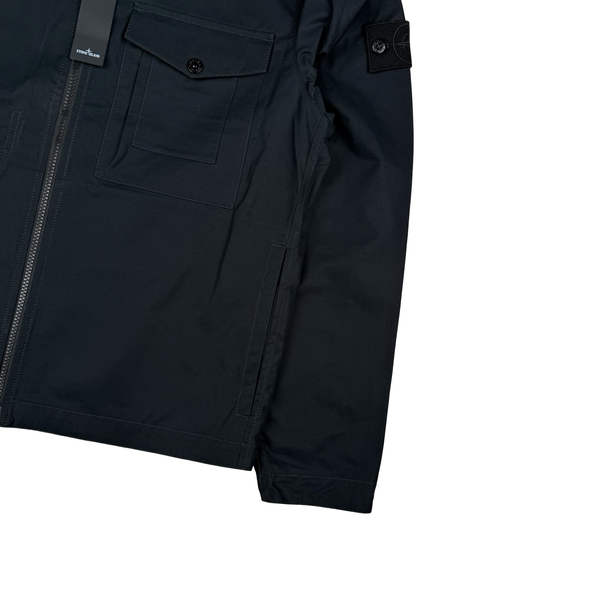 Stone Island Ghost 2026 Black Organic Cotton Full Zip Jacket Overshirt - Medium