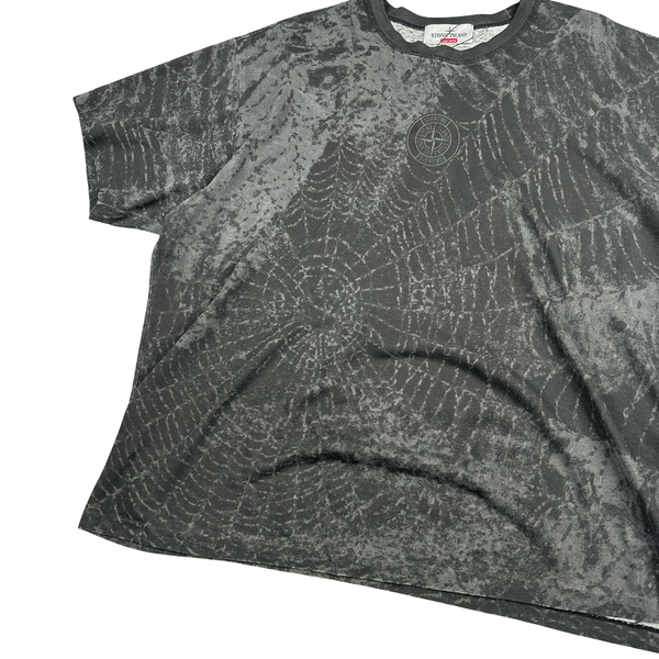 Stone Island x Supreme 2023 Grey Spiderweb T Shirt - Large