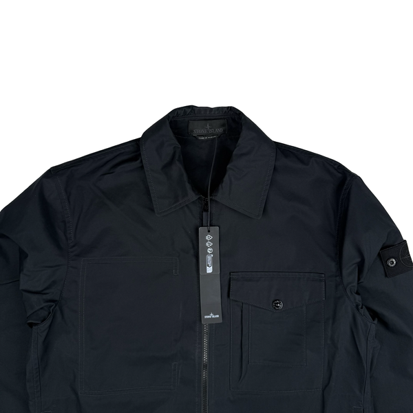 Stone Island Ghost 2026 Black Organic Cotton Full Zip Jacket Overshirt - Medium