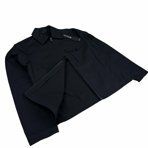 Stone Island Ghost 2026 Black Organic Cotton Full Zip Jacket Overshirt - Medium