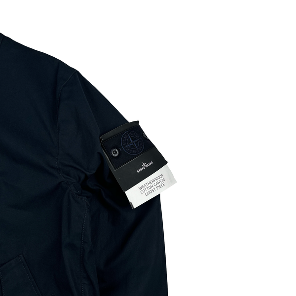 Stone Island 2025 Navy Ghost Piece Weatherproof Cotton Canvas Jacket - Small