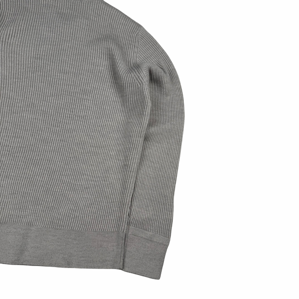 Stone Island 2025 Grey Soft Wool Ribbed Jumper- Small
