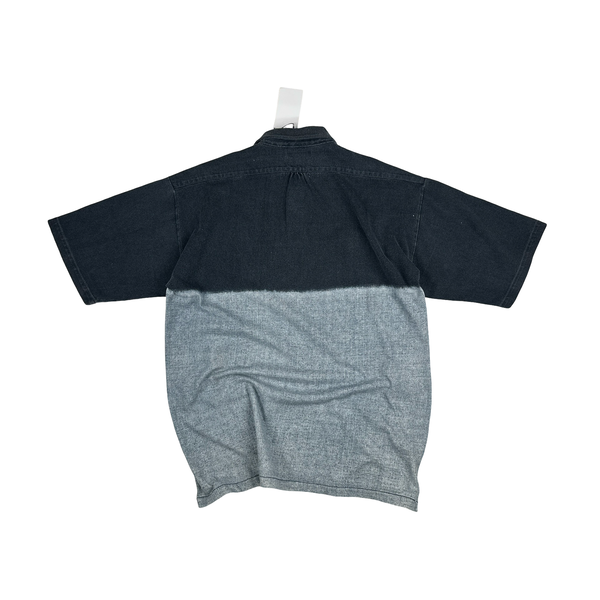 Stone Island 1993 Two Tone Cotton Spellout Vintage Polo Shirt - Large