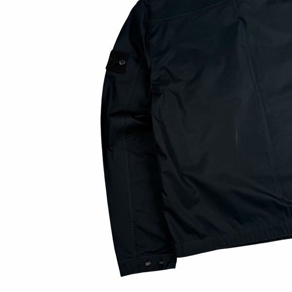 Stone Island Ghost 2026 Black Organic Cotton Full Zip Jacket Overshirt - Medium