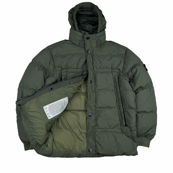 Stone Island 2016 Sage Green Crinkle Puffer Jacket - XL