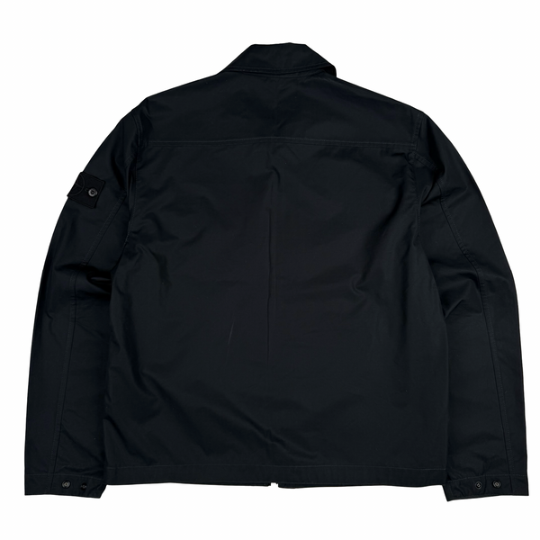 Stone Island Ghost 2026 Black Organic Cotton Full Zip Jacket Overshirt - Medium