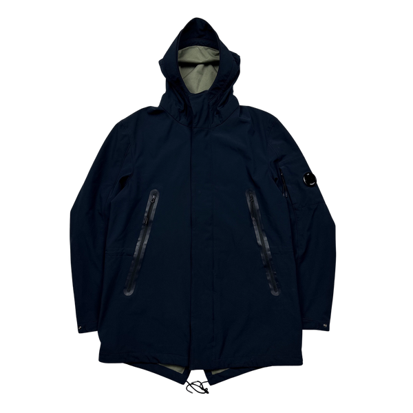 CP Company Navy Fishtail Soft Shell Short Parka Jacket XXL Mat s Island