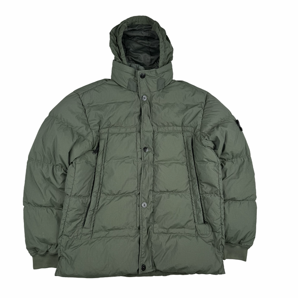 Stone Island 2016 Sage Green Crinkle Puffer Jacket - XL
