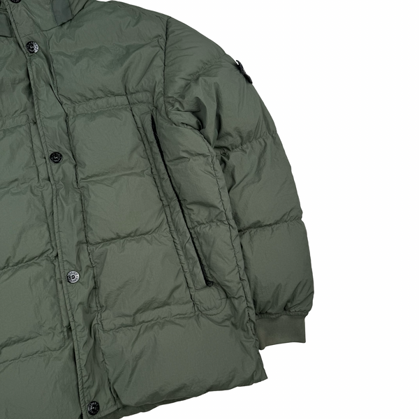 Stone Island 2016 Sage Green Crinkle Puffer Jacket - XL