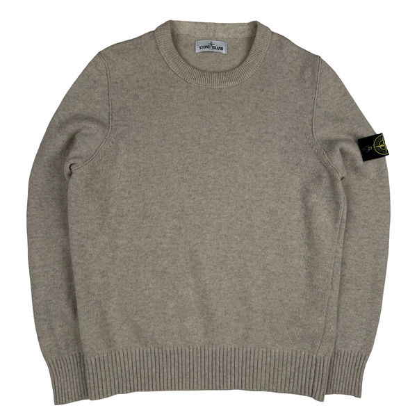 Stone Island Beige Thick Wool Blend Knitted Pullover Jumper - XL