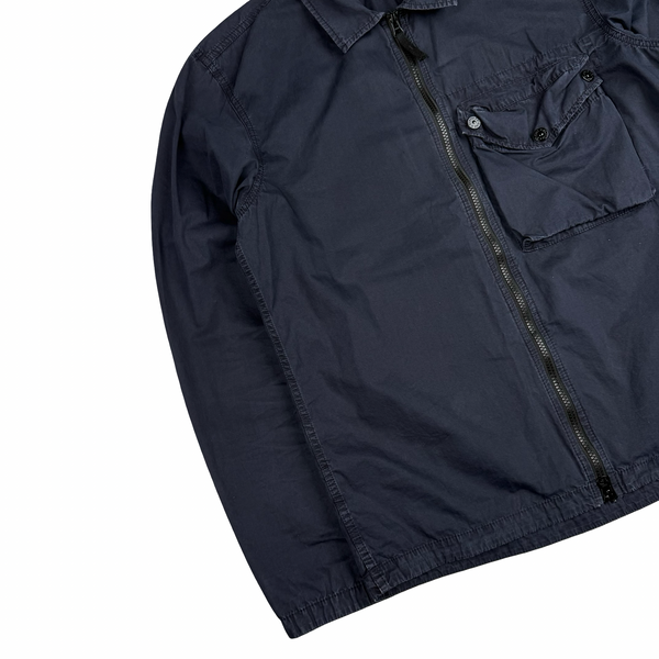 Stone Island 2021 Navy Cotton Full Zip Overshirt - Large