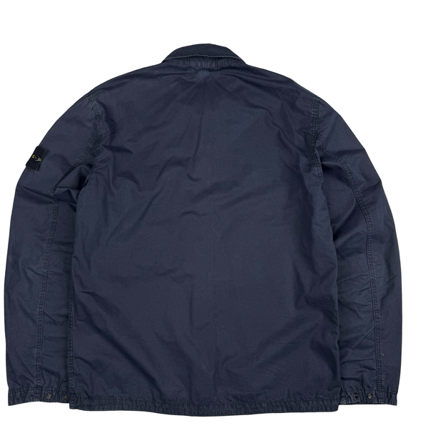 Stone Island 2021 Navy Cotton Full Zip Overshirt - Large