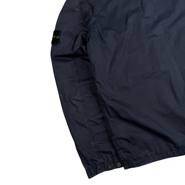 Stone Island 2021 Navy Cotton Full Zip Overshirt - Large