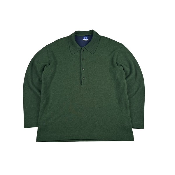 CP Company RARE 1995 Green Buttoned Collar Pullover Wool Jumper - Large