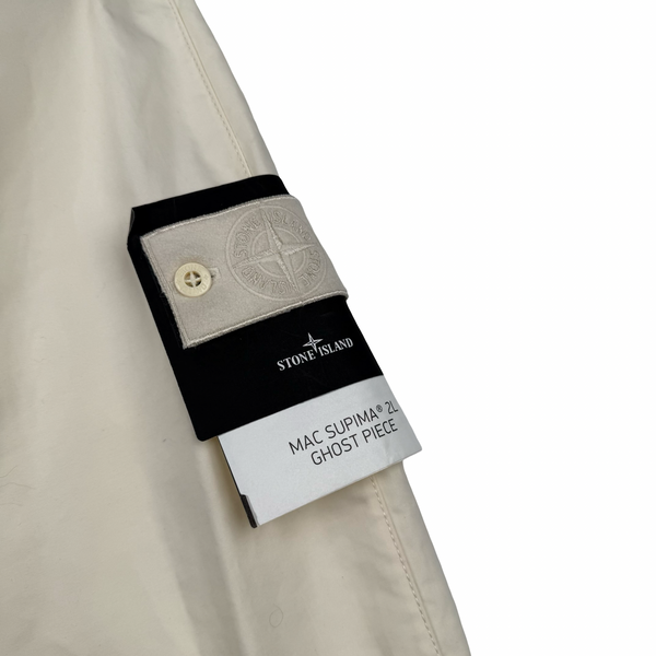 Stone Island 2017 White Ghost Piece Mac Supima 2L Long Jacket - Small