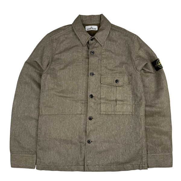 Stone Island 2014 Khaki Resin Coated Cotton Overshirt - Medium