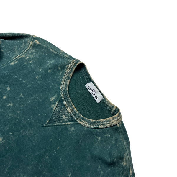 Stone Island Green Camo OVD Off Dye Crewneck Sweatshirt - Large