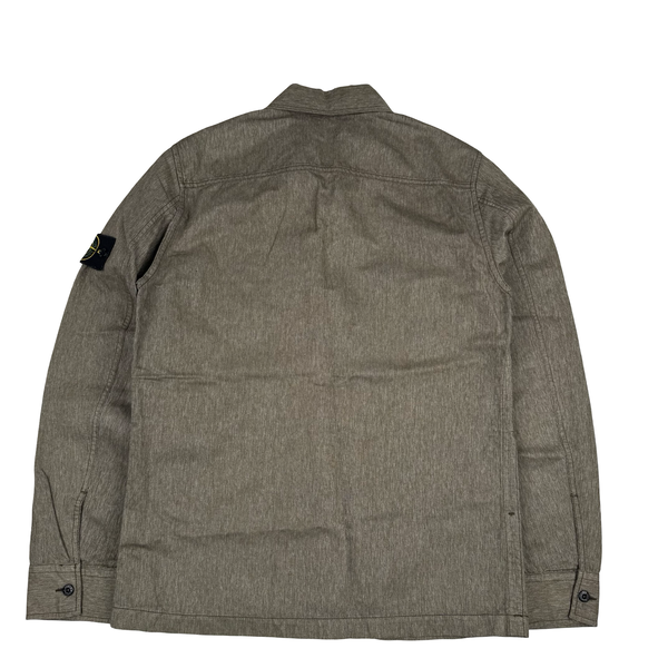 Stone Island 2014 Khaki Resin Coated Cotton Overshirt - Medium