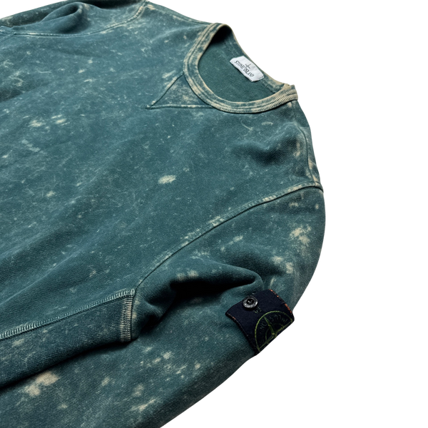Stone Island Green Camo OVD Off Dye Crewneck Sweatshirt - Large