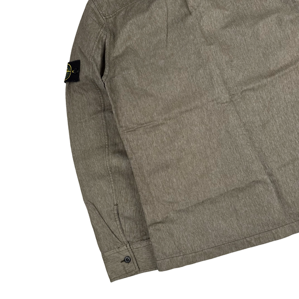 Stone Island 2014 Khaki Resin Coated Cotton Overshirt - Medium