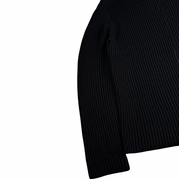 Stone Island Black Mock Neck Rib Knit Zip Jacket - XXL