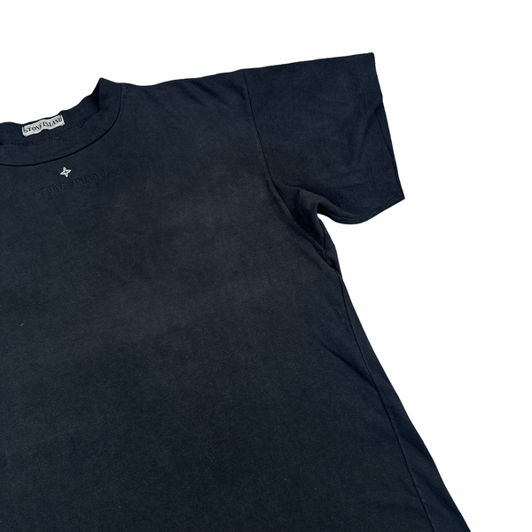 Stone Island 90’s Black Spellout Compass Cotton T Shirt - Large