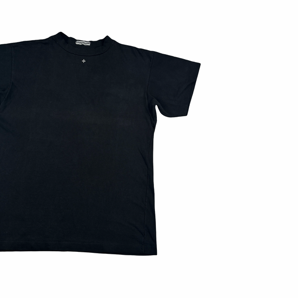 Stone Island 90’s Black Spellout Compass Cotton T Shirt - Large