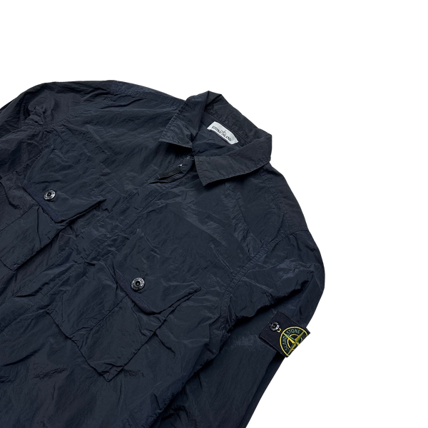 Stone Island 2017 Navy Nylon Metal Shimmer Overshirt - Large