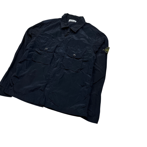 Stone Island 2017 Navy Nylon Metal Shimmer Overshirt - Large