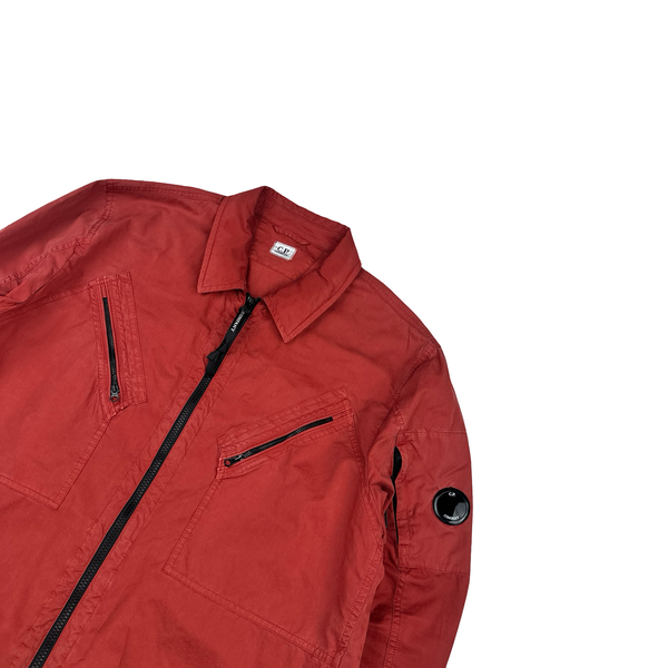 CP Company Red Harrods Exclusive Zipped Cotton Overshirt - 3XL