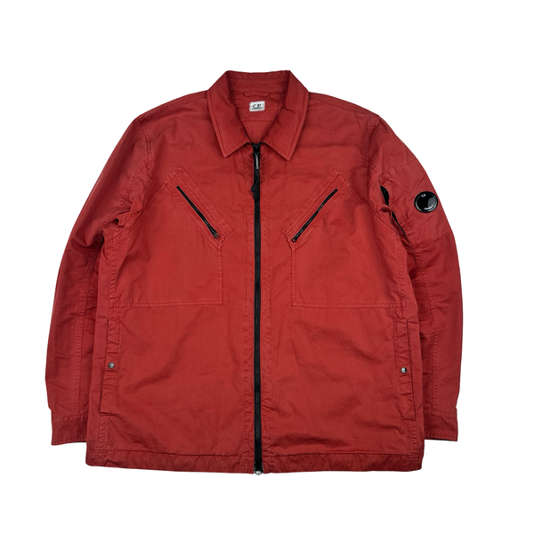 CP Company Red Harrods Exclusive Zipped Cotton Overshirt - 3XL