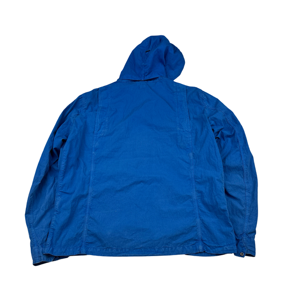CP Company Blue Cotton Spellout Goggle Jacket - 3XL