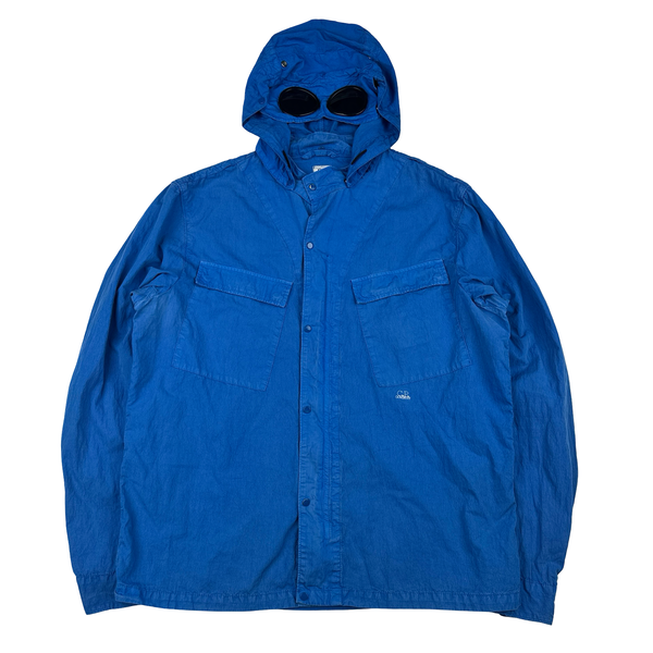 CP Company Blue Cotton Spellout Goggle Jacket - 3XL