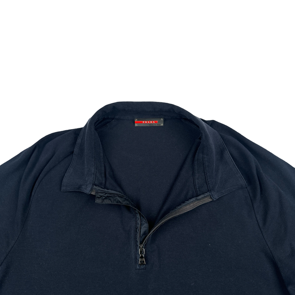Prada Navy Red Tab Cotton T Shirt - XL