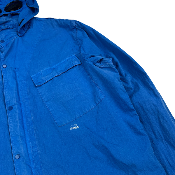 CP Company Blue Cotton Spellout Goggle Jacket - 3XL