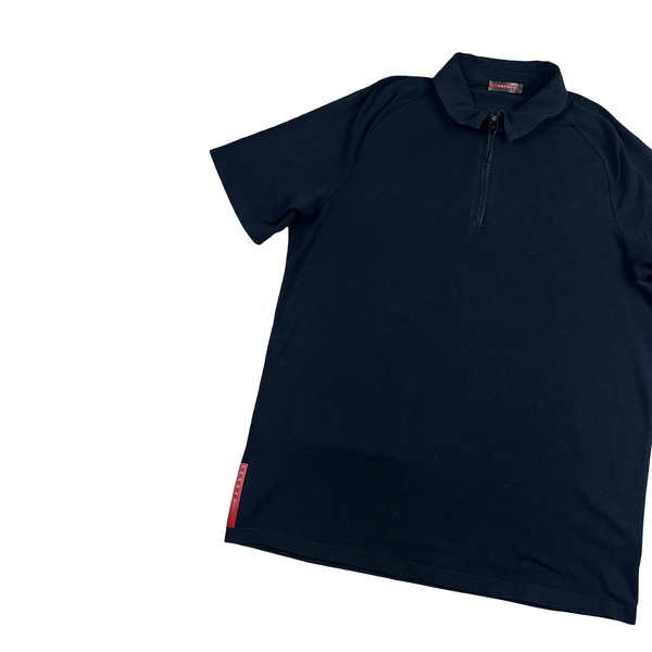 Prada Navy Red Tab Cotton T Shirt - XL
