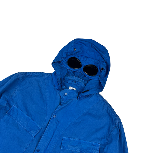 CP Company Blue Cotton Spellout Goggle Jacket - 3XL