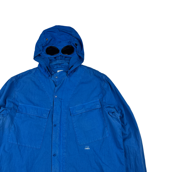 CP Company Blue Cotton Spellout Goggle Jacket - 3XL