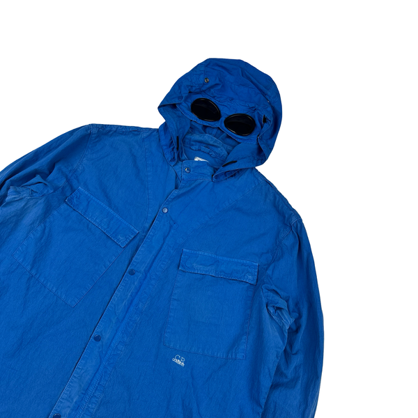 CP Company Blue Cotton Spellout Goggle Jacket - 3XL