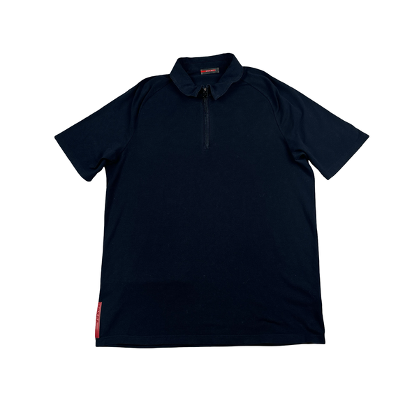 Prada Navy Red Tab Cotton T Shirt - XL