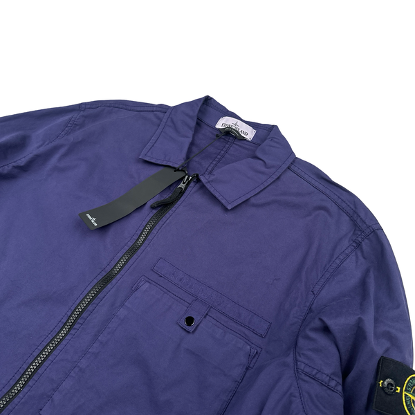 Stone Island 2022 Purple Supima Cotton Spellout Overshirt - XL