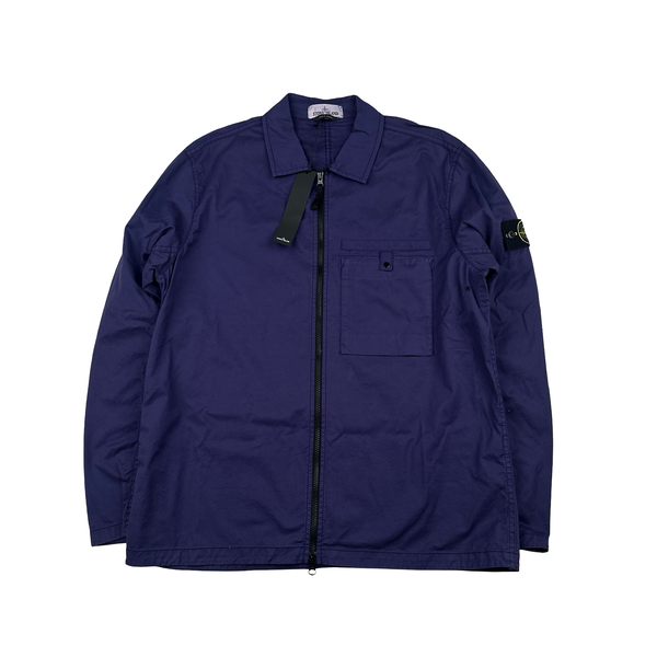 Stone Island 2022 Purple Supima Cotton Spellout Overshirt - XL