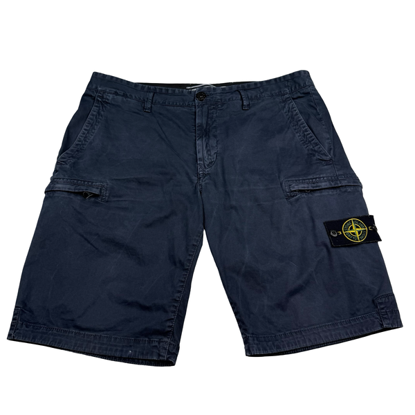 Stone Island 2019 Navy Slim Fit Cargo Shorts - 33"