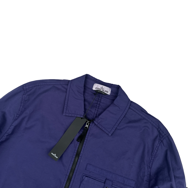 Stone Island 2022 Purple Supima Cotton Spellout Overshirt - XL