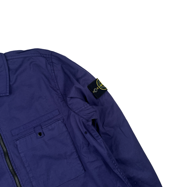 Stone Island 2022 Purple Supima Cotton Spellout Overshirt - XL