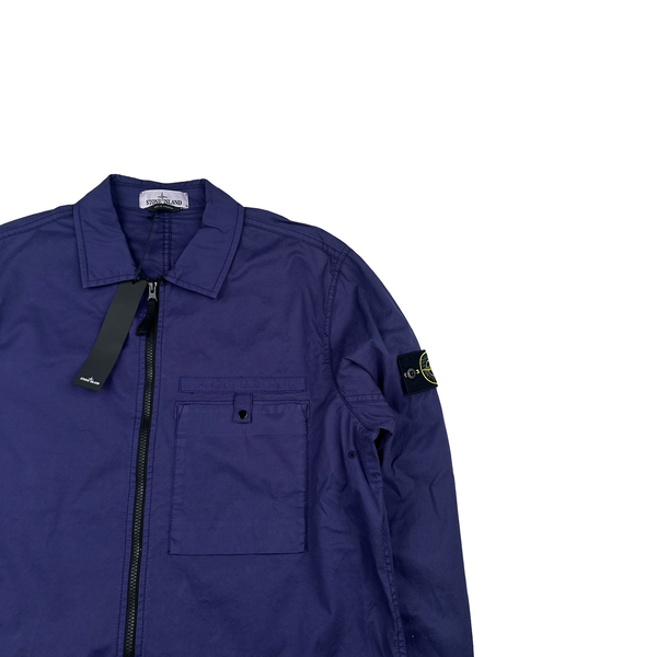 Stone Island 2022 Purple Supima Cotton Spellout Overshirt - XL