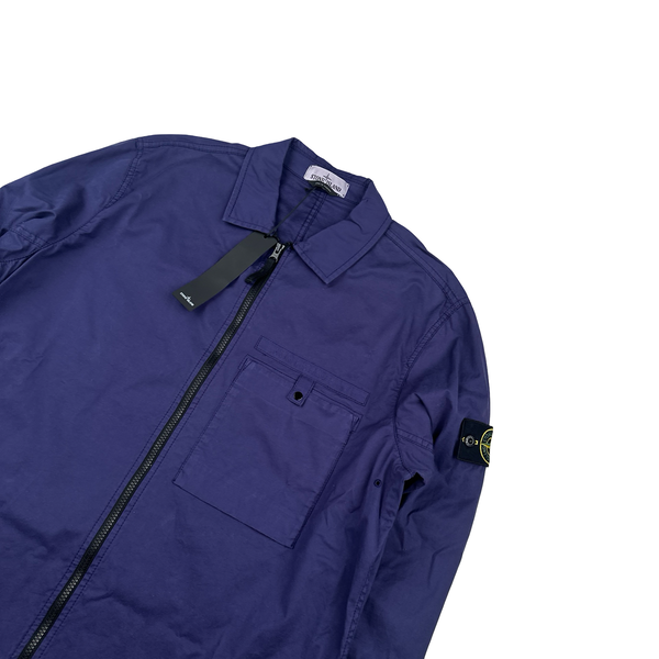Stone Island 2022 Purple Supima Cotton Spellout Overshirt - XL