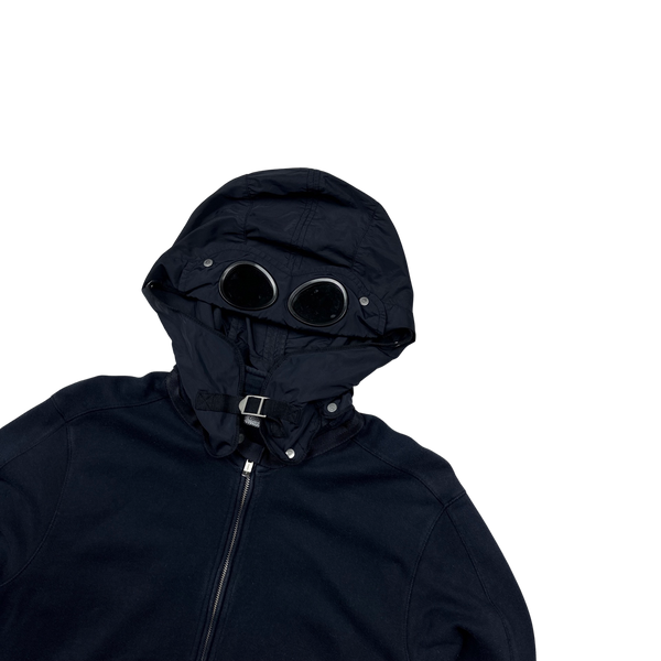 CP Company Navy Goggle Zipped Hoodie - Large