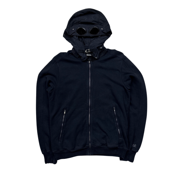 CP Company Navy Goggle Zipped Hoodie - Large